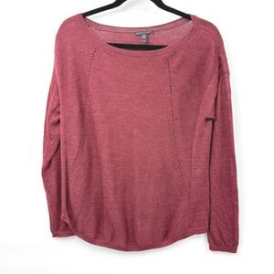 Eileen Fisher 100% Royal Alpaca Sweater Size S Red Minimalist Designer Flaw*